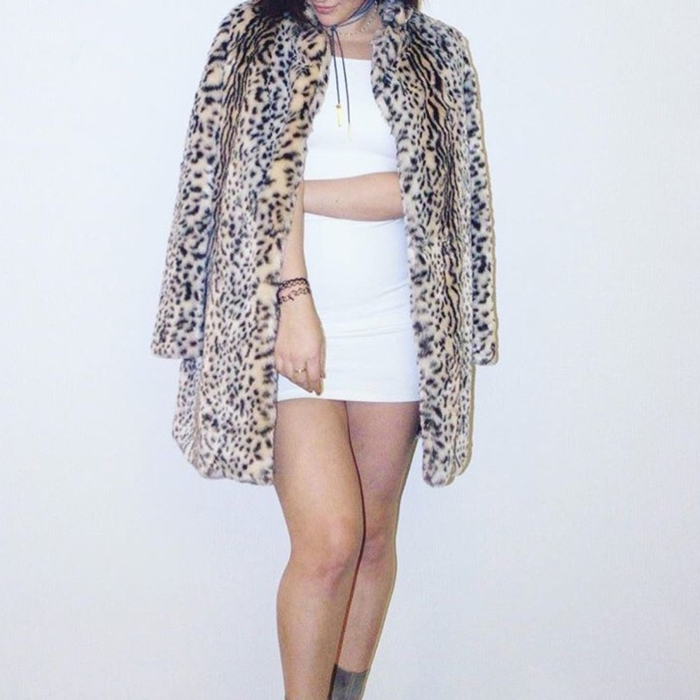 Light colored cheetah print coat